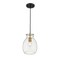 Z-Lite Bella 1 Light Mini Pendant, Matte Black & Olde Brass & Clear 476MP-MB-OBR - alternate 4